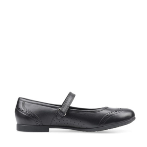 Start-Rite Impress, Black leather girls rip-tape Angry Angels school shoes