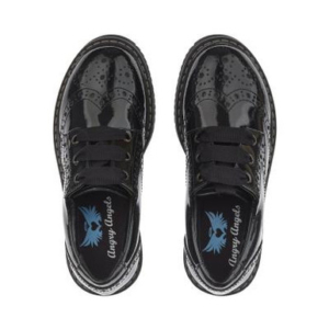 Start-Rite Impulsive, Black patent girls lace-up closed Angry Angels school shoes