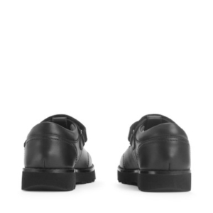 Start-Rite Locket, Black leather girls rip-tape T-bar school shoes
