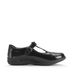 Start-Rite Novel, Black patent Simply by Start-Rite girls rip-tape Dual-Fit T-bar school shoes