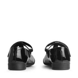 Start-Rite Spellbound, Black patent girls rip-tape T-bar school shoes