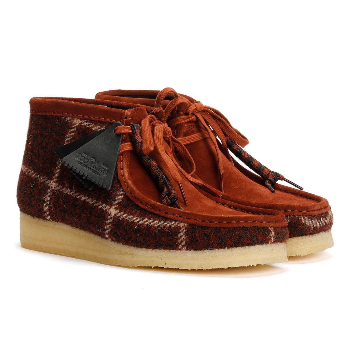 Buy Clarks Originals Wallabee Harris Tweed Men's Rust Boots new