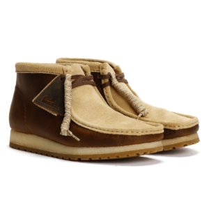 Clarks Originals Wallabee Rb Combi Leather Men's Beeswax Brown Boots