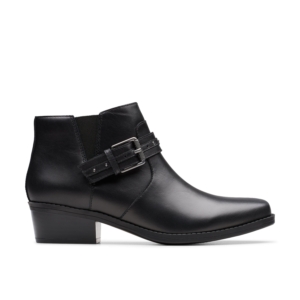 Clarks Women's Danyelle Wish Black Leather Ankle Boots
