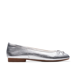 Clarks Women’s Fawna Lily Silver Leather Ballerina