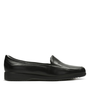 Clarks Women's Georgia Loafer Black Leather Slip Ons