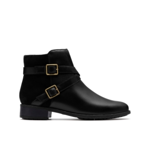 Clarks Women's Havisham Bay Black Leather Ankle Boots