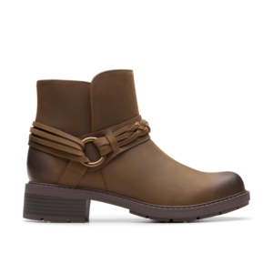 Clarks Women's Hearth Kaylie Ankle Boot Mushroom Oily Ankle Boots