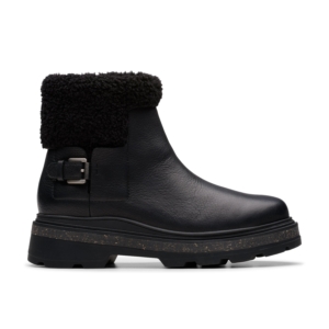 Clarks Women's Hencroft Madi Waterproof Black Warmlined Leather Ankle Boots