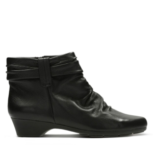Clarks Women's Matron Ella Ankle Boot Black Leather Ankle Boots