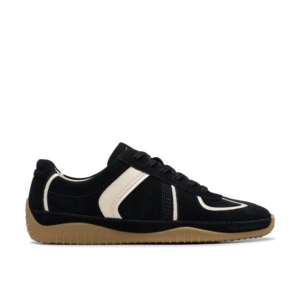 Clarks Women's Meridor Lo Black Combination Suede Trainers