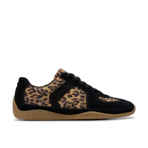 Clarks Women's Meridor Lo Leopard Print Combination Trainers