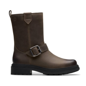 Clarks Women's Orinoco 3 Bay Dark Grey Leather Mid Calf Boots