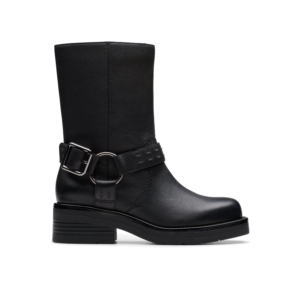 Clarks Women's Rebelle Up Black Leather Mid Calf Boots