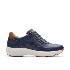 Clarks Women's Tivoli Zip Navy Leather Trainers