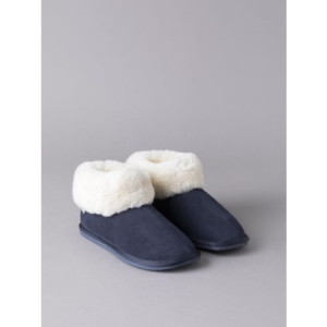 Ladies' Sheepskin Bootie Slippers in Navy