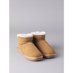 Ladies' Sheepskin Mini Boot Slippers in Tan