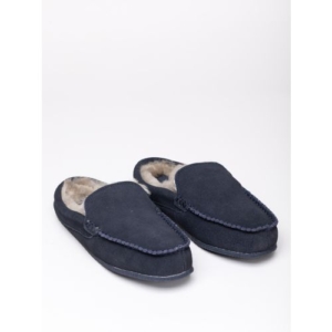 Sheepskin Moccasin Slider Slippers in Navy