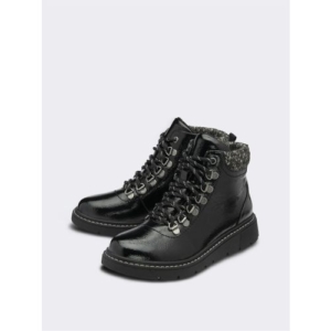 Lotus Myrtle Patent Ankle Boot in Black