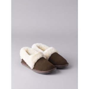 Ladies' Sheepskin Cuff Slippers in Brown