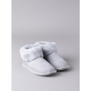 Ladies' Sheepskin Bootie Slippers in Light Grey