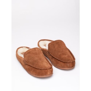 Sheepskin Moccasin Slider Slippers in Tan