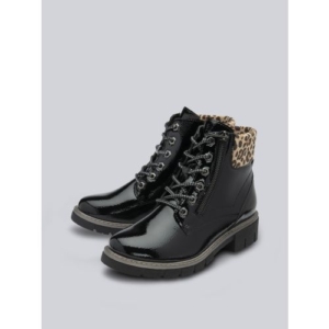 Lotus Charleston Patent Ankle Boots in Black