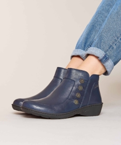 Women's Blue Leather Lightweight Ankle Boots Fruit Drop 2 Navy | 