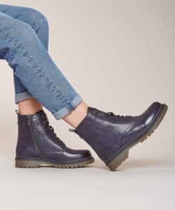 Women's Blue Ladies' Embossed Lace-Up Worker Boots Fiord 3 Indigo | 