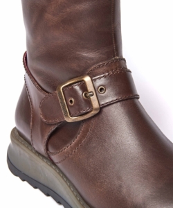 Women's Grey Wedge Mid-Length Leather Boots Nightjar Pebble Grey | 