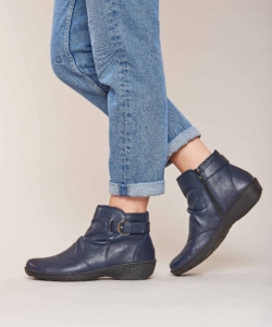 Women's Blue Slouchy Ankle Boots Bourbon 2 Navy | 