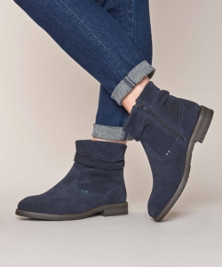 Women's Blue Ruched Suede Pixie Ankle Boots Pipistrelle 3 Indigo | 