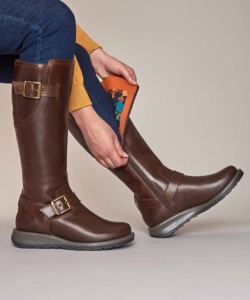 Women's Brown Long Leather Wedge Boots Stargazer Chocolate | 