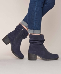 Women's Blue Heeled Suede Ankle Boots Taylor 3 Indigo | 