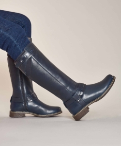 Women's Blue Classic Leather Long Boots Mistletoe Indigo | 
