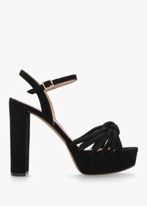 DANIEL Aknot Black Suede Platform Heeled Sandals 