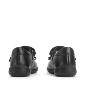 Start-Rite Bella, Black leather girls rip-tape bow school shoes