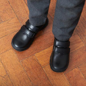 Start-Rite Engineer, Black leather boys rip-tape school shoes