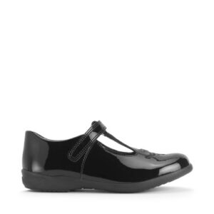 Start-Rite Gem, Black patent girls rip-tape T-bar school shoes