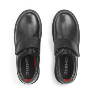 Start-Rite Glint, Black leather boys rip-tape school shoes