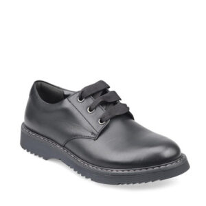 Start-Rite Impact, Black leather girls lace-up Angry Angels school shoes