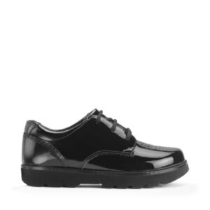Start-Rite Luna, Black patent girls lace-up closed school shoes