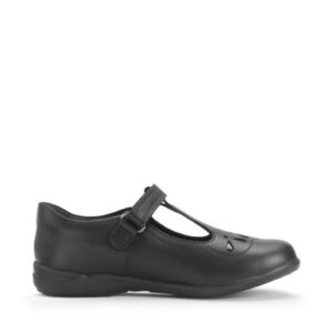 Start-Rite Novel, Black leather Simply by Start-Rite girls rip-tape Dual-Fit T-bar school shoes