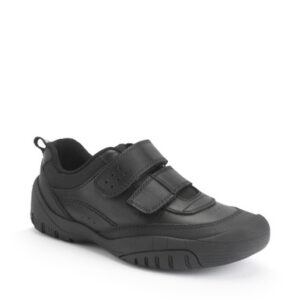 Start-Rite Quad, Black leather boys rip-tape school shoes