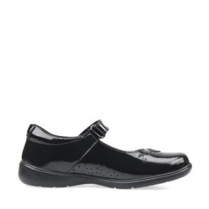 Start-Rite Wish, Black patent girls rip-tape school shoes